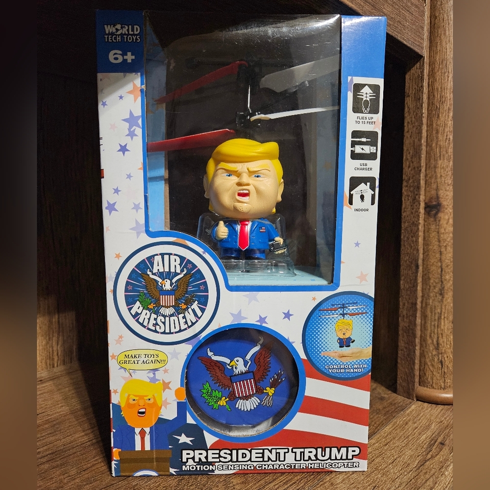 World tech toys president trump 3.5inch flying figure ufo big head helic…